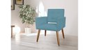 Ver imagem 3 de Poltrona Decorativa Camila Suede Azul Tifany Pés Madeira Mz Decor