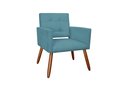 Ver imagem 1 de Poltrona Decorativa Camila Suede Azul Tifany Pés Madeira Mz Decor
