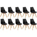 Ver imagem 1 de Conjunto 10 Cadeiras de Jantar Eames Wood Leda Design Estofada - Preto