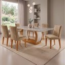 Ver imagem 1 de Conjunto Sala de Jantar Mesa Luanda Tampo de Vidro Canto Reto 6 Cadeiras Luanda Yescasa