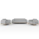 Ver imagem 1 de Kit Sofá 3 Lugares 210cm com 2 Poltronas Molino Pés D'ouro D02 Linho Cinza D-315 - Lyam Decor