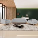 Ver mais imagens de Kit Sofá 3 Lugares 210cm com 2 Poltronas Molino Pés D'ouro D02 Linho Cinza D-315 - Lyam Decor