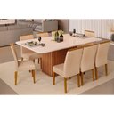Ver imagem 5 de Mesa de Sala Jantar Canes com Tampo Vidro Curvo 200x100cm Cedro Off White Dj Móveis