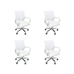 Kit 4 Cadeiras de Escritório Begonia Mesh Ergonômica Branco + E-book - 3