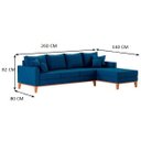 Ver imagem 4 de Sofá 4 Lugares Beny com Chaise Direito Suede Azul