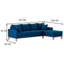 Ver imagem 4 de Sofá 4 Lugares Beny com Chaise Direito Suede Azul