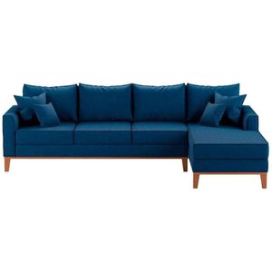 Sofá 4 Lugares Beny com Chaise Direito Suede Azul