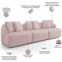 Ver imagem 3 de Sofá 3 Lugares para Sala de Estar Living 228cm Arlo F04 Veludo Rosê - Lyam Decor