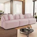 Ver imagem 1 de Sofá 3 Lugares para Sala de Estar Living 228cm Arlo F04 Veludo Rosê - Lyam Decor