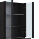 Ver imagem 4 de Cristaleira 2 Portas Vidro 1 Gaveta 83cm Palhinha Pé Madeira Oslo Artesano | Nero - Nero/preto