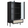 Cristaleira 2 Portas Vidro 1 Gaveta 83cm Palhinha Pé Madeira Oslo Artesano | Nero - Nero/preto - 3