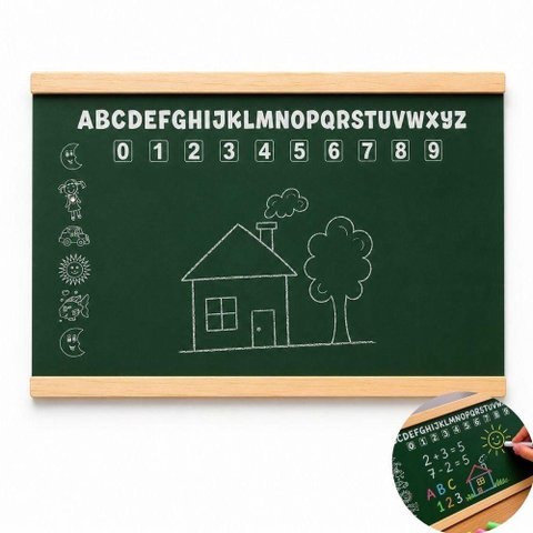 Lousa Verde Infantil Quadro Escolar Madeira Educativa Compacta Recados Avisos Estudos Mesa Escritori