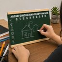 Ver imagem 5 de Lousa Verde Infantil Quadro Escolar Madeira Educativa Compacta Recados Avisos Estudos Mesa Escritori