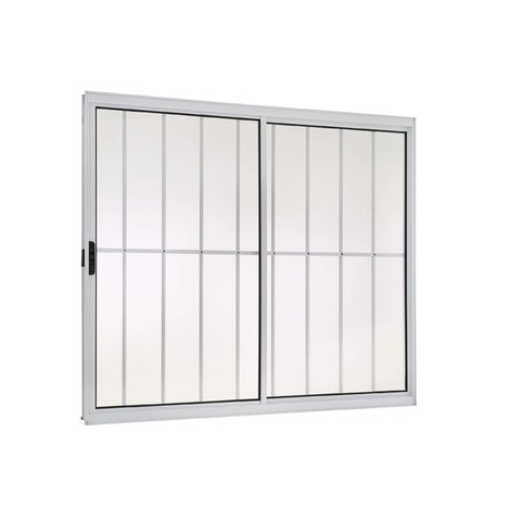 Janela de Alumínio Lado Esquerdo 2 Folhas Com Grade 100x100cm Branco Allo Esquadrias