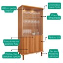 Ver imagem 4 de Cristaleira 4 Portas Vidro 176x85 Cm Mdf Cinamomo Molci