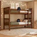 Ver imagem 3 de Cama Beliche de Solteiro Dupla Suspensa em Madeira Woodstore