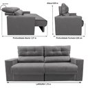 Ver imagem 3 de Sofá Retrátil e Reclinável 1,70m Clean Cama Inbox Velusoft Cinza