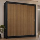 Ver imagem 1 de Guarda-roupa Casal 3 Portas de Correr Preto/rustic Sublime Plus Madesa Preto/rustic