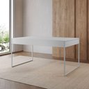 Ver imagem 1 de Mesa Jantar Industrial Retangular Filadélfia Branca 137x90cm Base Ferro Branco
