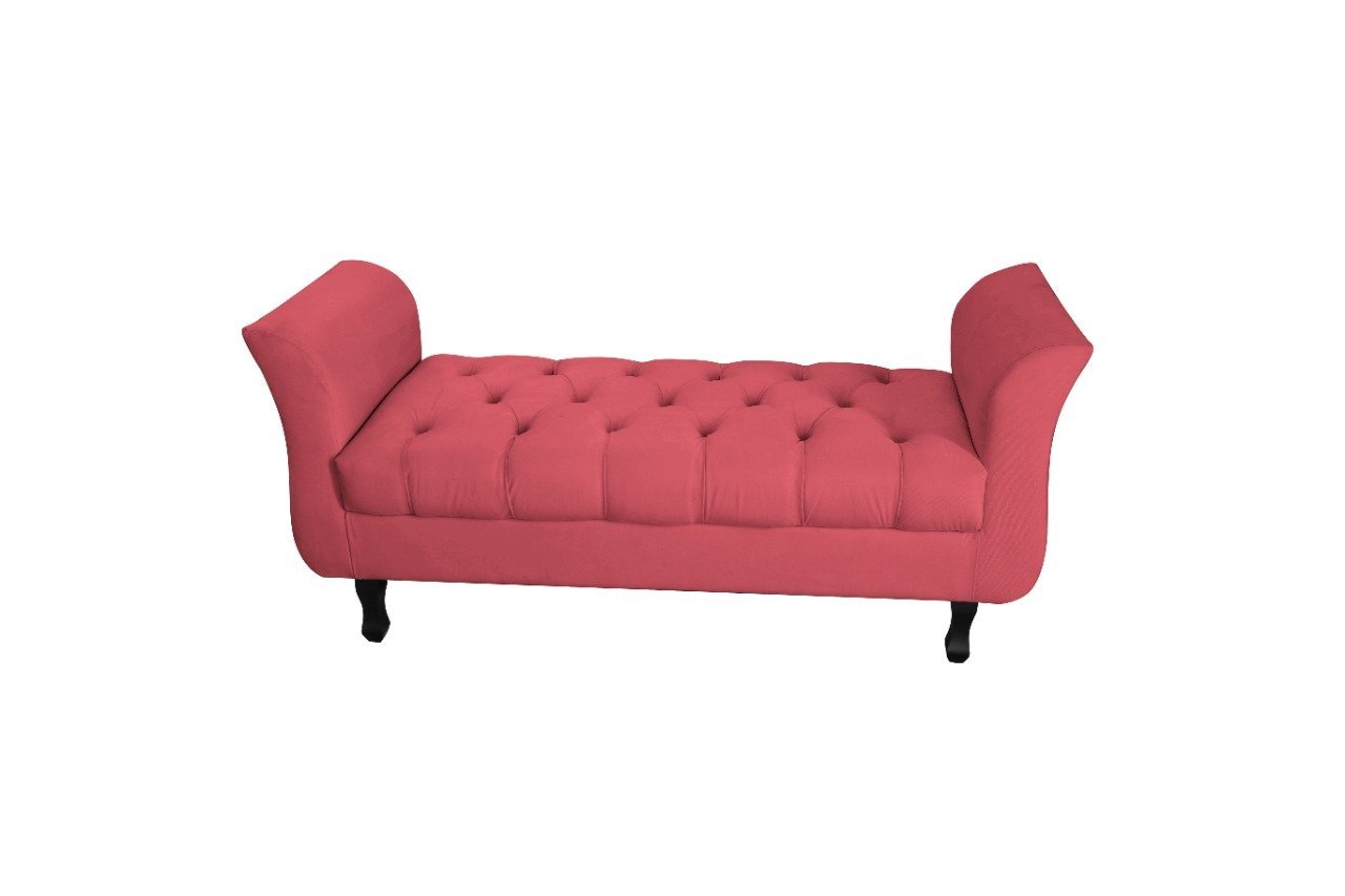 Recamier Calçadeira New Grecia Solteiro 90cm Suede Vermelho - 1