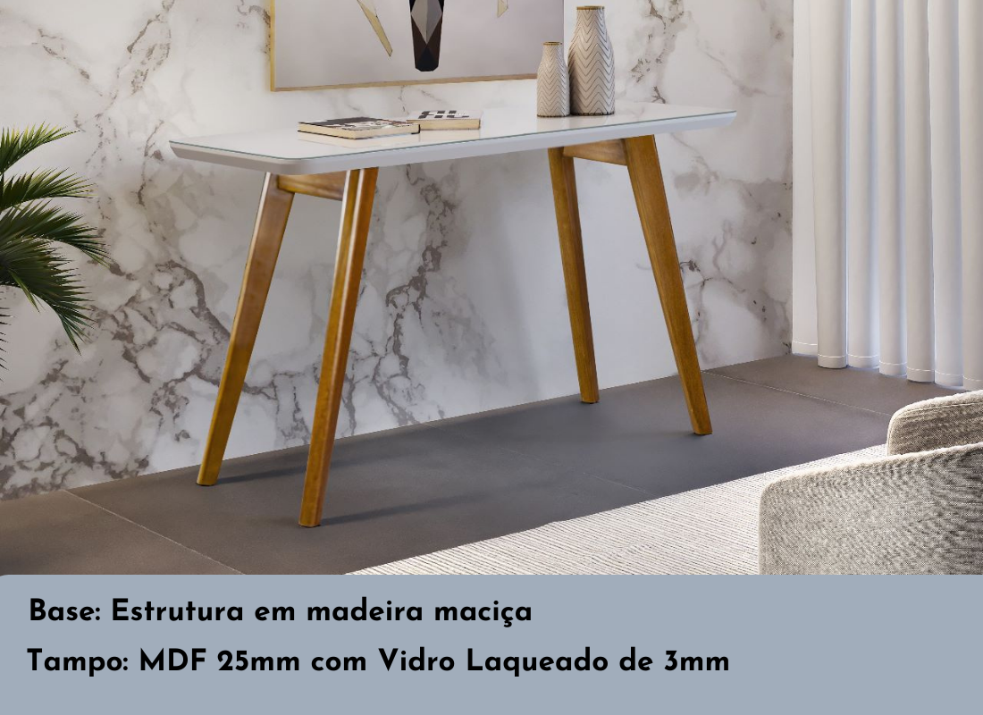 Aparador Slim 120cm com Tampo de Vidro e Madeira Maciça - 5