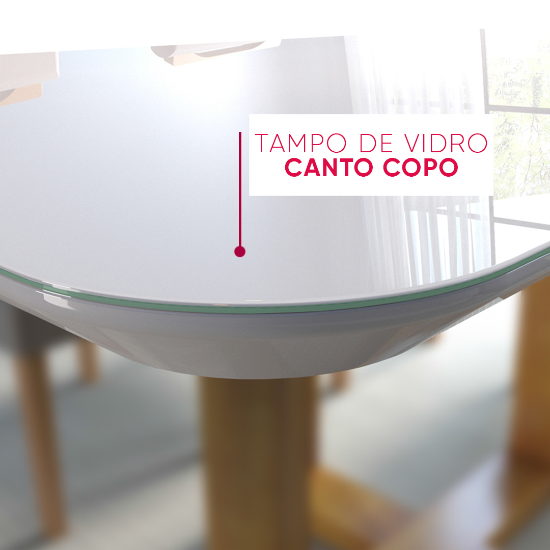 Aparador Slim 120cm com Tampo de Vidro e Madeira Maciça - 4