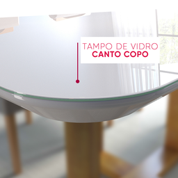Aparador Slim 120cm com Tampo de Vidro e Madeira Maciça - 4