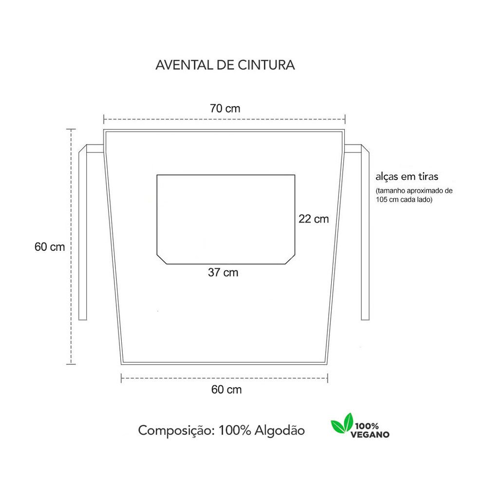 Avental de Cintura e Touca Jeans Barista Garçom Bar Azul - 4