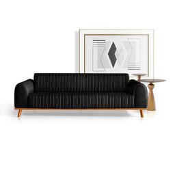 Sofá Living Átila 2,30m 4 Lugares em Couro Ecológico Preto - 1