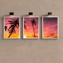 Ver imagem 2 de Kit 3 Quadros Decorativos Praia Por do sol 24x18cm:madeira Preta