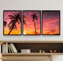 Ver imagem 1 de Kit 3 Quadros Decorativos Praia Por do sol 24x18cm:madeira Preta