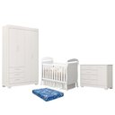 Ver imagem 1 de Dormitório Infantil Zaki Guarda Roupa, Cômoda e Berço Danny Branco Fosco com Colchão Baby