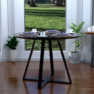 Mesa Modelo Industrial Jantar Laís 90 Cm com Pés de Ferro Preto