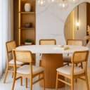 Ver imagem 4 de Mesa de Jantar Oblongo 244x137 Cm Tampo Mármore Branco Extra Base Madeira Freijó