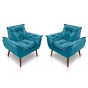 Ver imagem 1 de Kit C/02 Poltronas Opala Luxo Suede Azul Tiffany