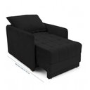 Ver imagem 1 de Poltrona Cama Reclinável Retrátil Viena Veludo Confortável Preto Loja Sheep