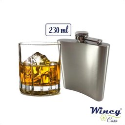 Cantil Aço Inox de Bolso 230ml Whisky Frasco Garrafinha Dose - 3
