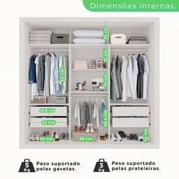 Guarda-Roupa Casal 3 Portas 4 Gavetas Costa Rica  - 5