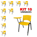 Ver imagem 2 de Cadeira Universitária Plástica Amarela 10 Unidades Prancheta Plástica - Ultra Móveis