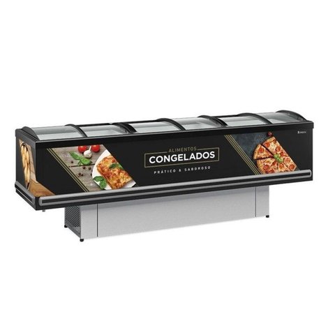 Expositor Ilha Plus Zgesv-290c Pr Dupla Ação Tampas de Vidro 220v Gelopar