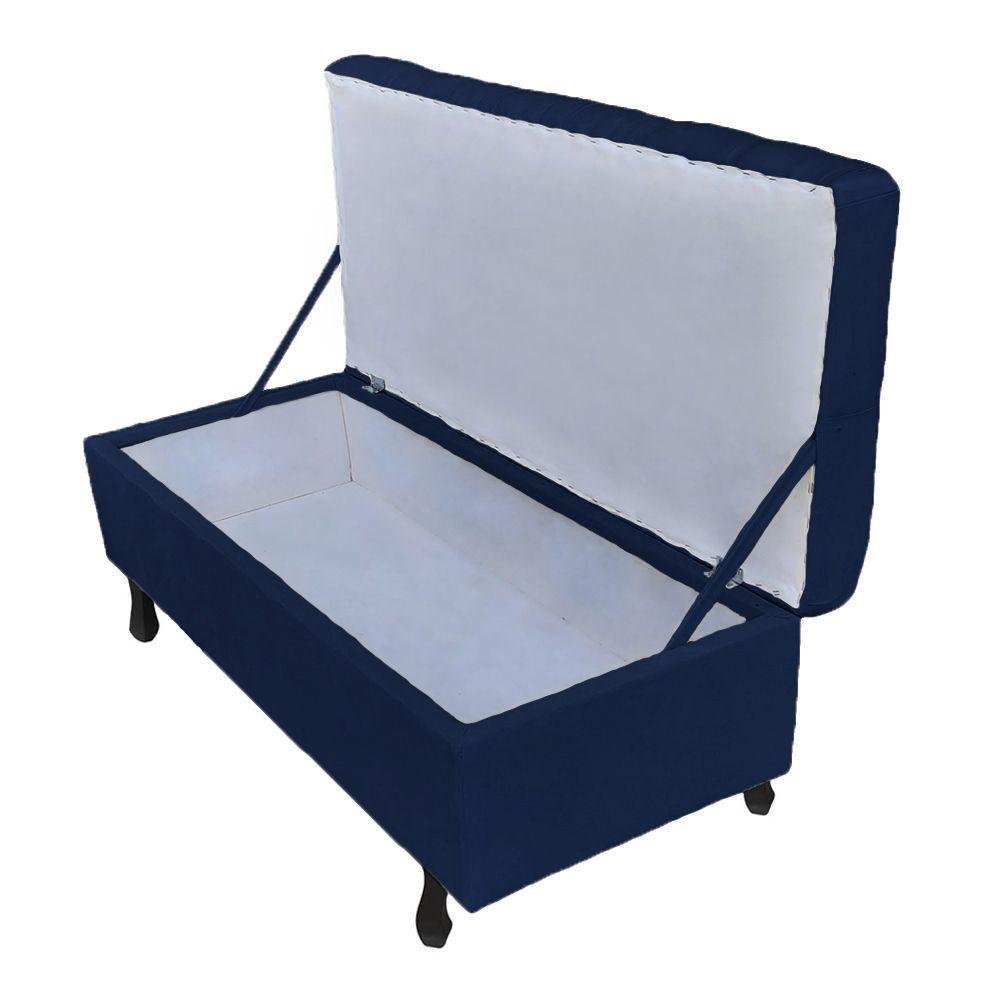 Recamier Puff Bau Bia 120x Suede Azul Marinho - Majú Decor - 3