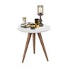 Mesa Lateral Decorativa Redonda Pés Palito - Branca - 4