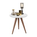 Ver imagem 4 de Mesa Lateral Decorativa Redonda Pés Palito - Branca