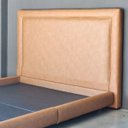 Ver imagem 2 de Conjunto Cabeceira e Base Cama Mônaco Couro Sintético Caramelo Queen