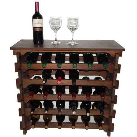 Adega Vinho Madeira 30 Garrafas Cor Imbuia C06 Cevey Adegas e Artesanatos