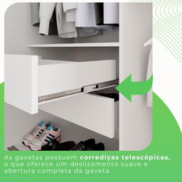 Guarda-Roupa Casal 3 Portas com Espelho Central e 4 Gavetas Costa Rica  - 10