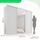 Ver imagem 4 de Guarda-Roupa Casal 3 Portas com Espelho Central 4 Gavetas Costa Rica Branco
