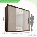 Ver imagem 5 de Guarda-Roupa Casal 3 Portas com Espelho Central e 4 Gavetas Costa Rica