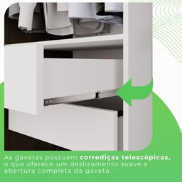 Guarda-Roupa Casal 3 Portas com Espelho Central e 4 Gavetas Costa Rica  - 11