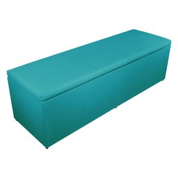 Calçadeira Recamier Baú Casal Queen 160cm Eva Suede Azul Turquesa - DS Estofados - 1